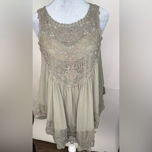 Altar’d State Lace Detail Blouse in Soft Green